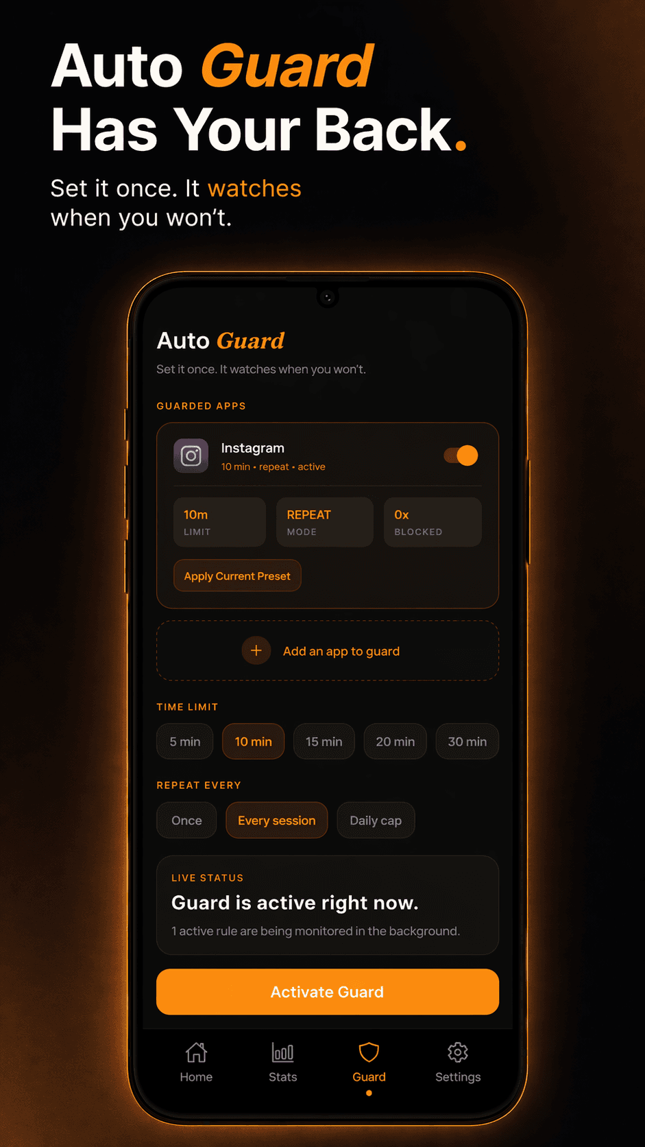 DeepLock screenshot showing the Auto Guard interface.